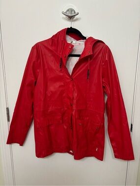 Only Red Hooded Rain Jacket